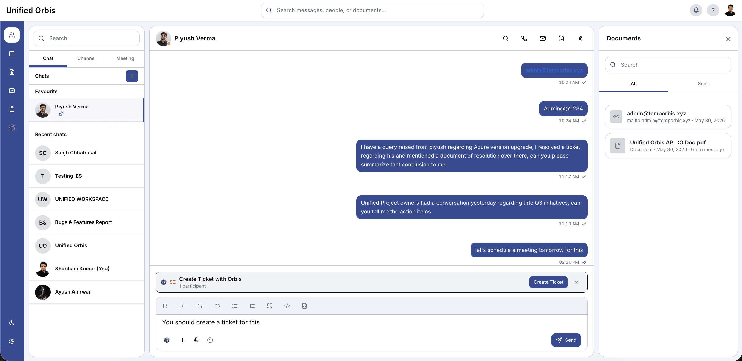Unified platform - chat (1/2)